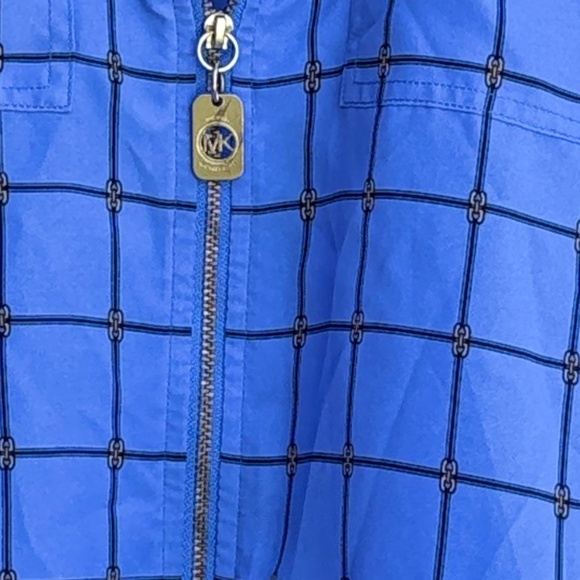 Michael Michael Kors Blue Chain-Link Print Blouse – Size L - Picture 2 of 4